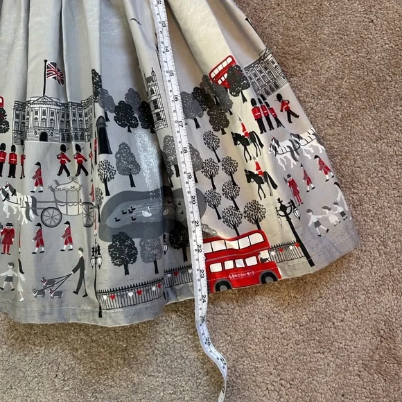 Handmade one of a kind girl's smocked dress, London Print - Picture 12 of 12